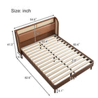 Letto Queen con piattaforma in legno e rattan moderno Cannage