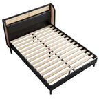Letto Queen con piattaforma in legno e rattan moderno Cannage