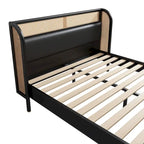 Letto Queen con piattaforma in legno e rattan moderno Cannage
