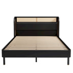Letto Queen con piattaforma in legno e rattan moderno Cannage