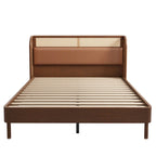 Letto Queen con piattaforma in legno e rattan moderno Cannage