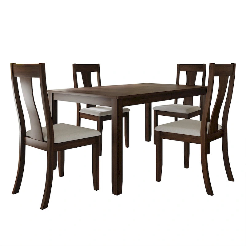 Tavolo da pranzo 5 pezzi in legno stile vintage con sedie