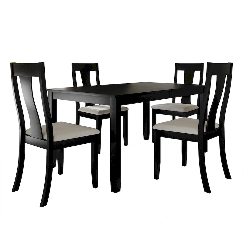 Tavolo da pranzo 5 pezzi in legno stile vintage con sedie