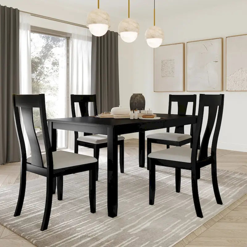 Tavolo da pranzo 5 pezzi in legno stile vintage con sedie