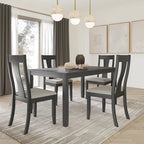 Tavolo da pranzo 5 pezzi in legno stile vintage con sedie
