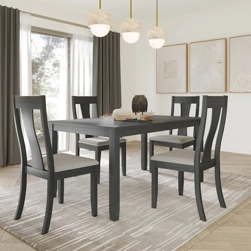 Tavolo da pranzo 5 pezzi in legno stile vintage con sedie