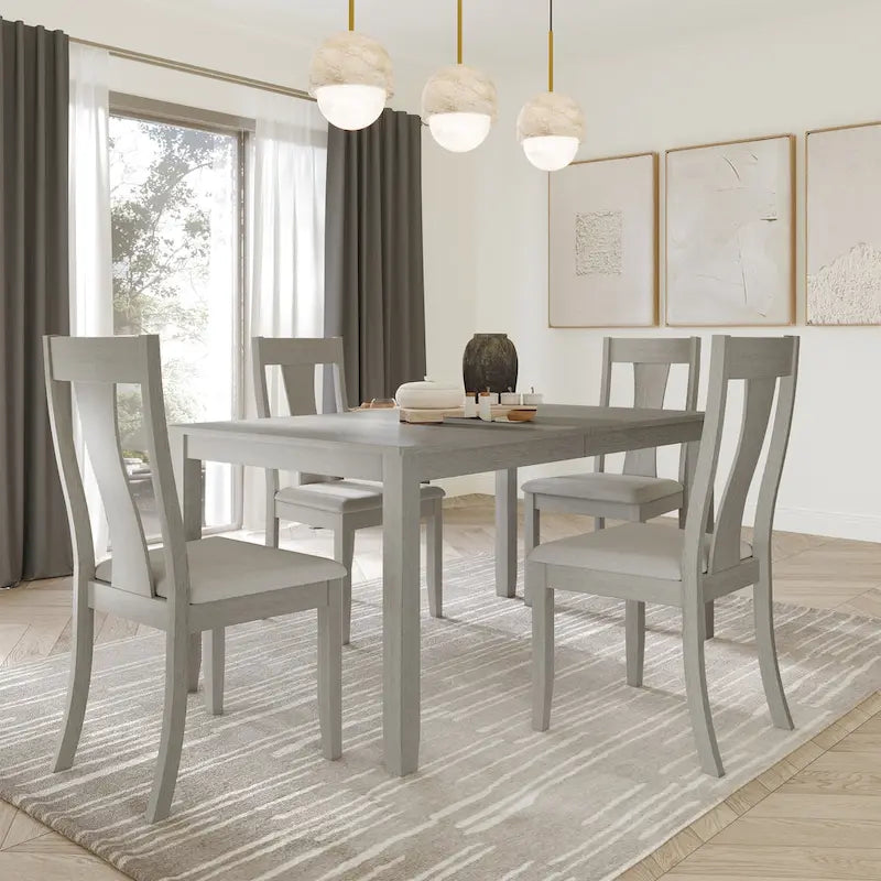 Tavolo da pranzo 5 pezzi in legno stile vintage con sedie