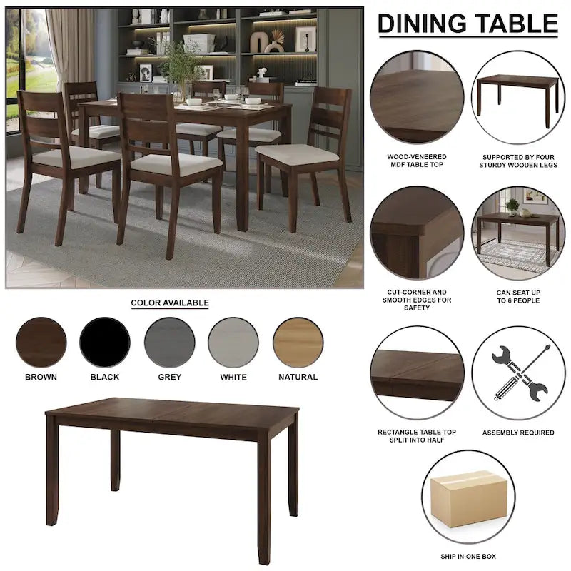 Tavolo da pranzo 5 pezzi in legno stile vintage con sedie