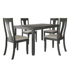 Tavolo da pranzo 5 pezzi in legno stile vintage con sedie