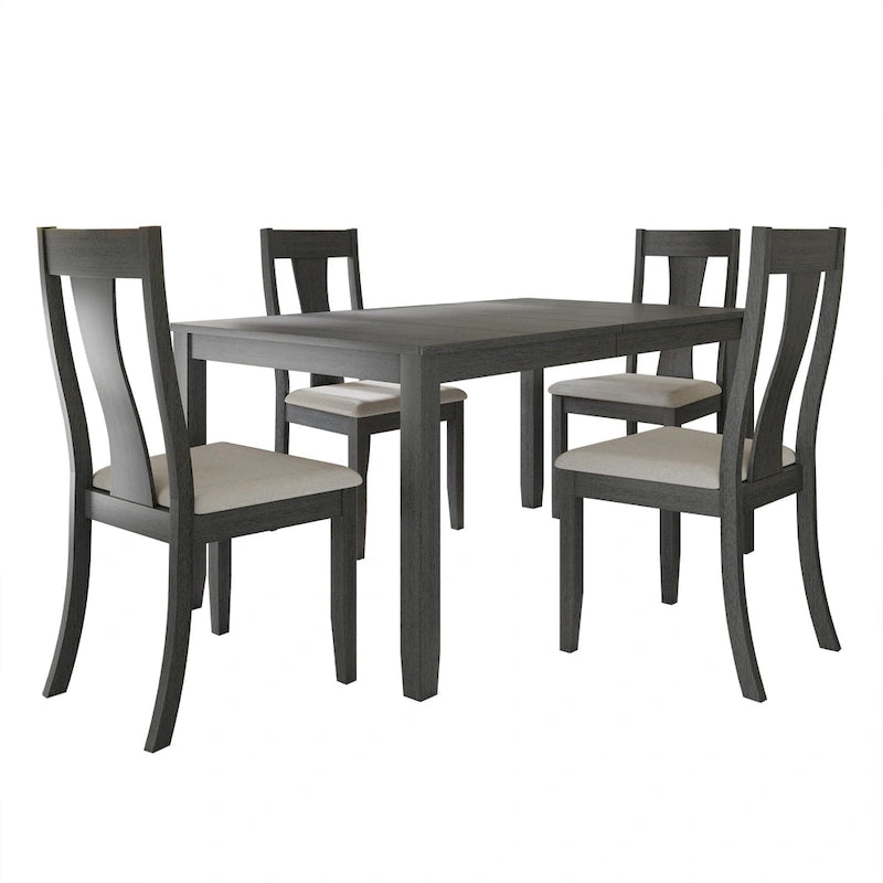 Tavolo da pranzo 5 pezzi in legno stile vintage con sedie