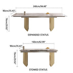 Set da Pranzo Moderno Minimalista da 240 cm (94.48 Inch) a 9 Pezzi con Piano in Pietra Sinterizzata e Doppio Basamento Estensibile