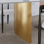 Set da Pranzo Moderno Minimalista da 240 cm (94.48 Inch) a 9 Pezzi con Piano in Pietra Sinterizzata e Doppio Basamento Estensibile