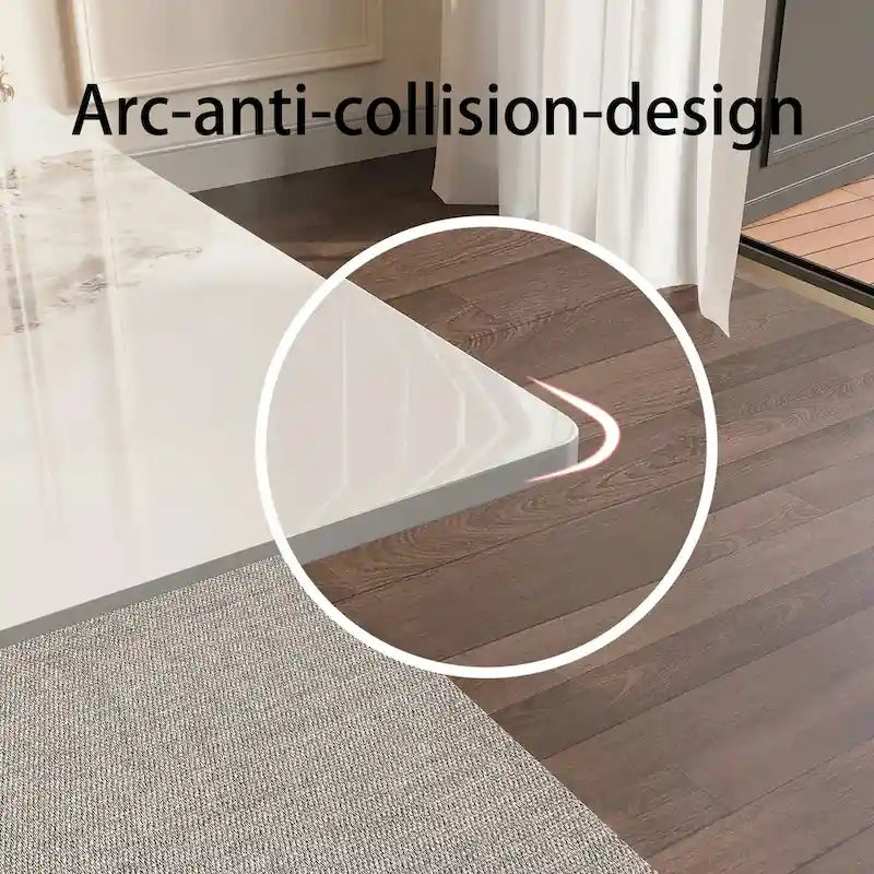 Set da Pranzo Moderno Minimalista da 240 cm (94.48 Inch) a 9 Pezzi con Piano in Pietra Sinterizzata e Doppio Basamento Estensibile