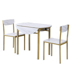 Set da pranzo da 3 pezzi con tavolo a ribalta, set da pranzo moderno rotondo a altezza bancone con 2 sedie, set tavolo da cucina piccolo in legno