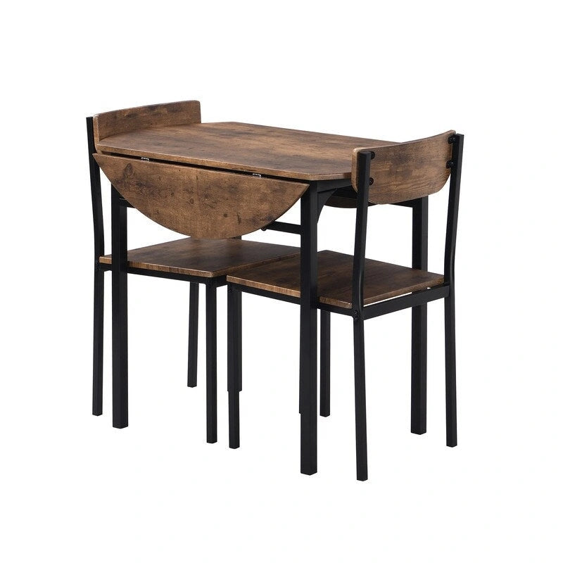 Set da pranzo da 3 pezzi con tavolo a ribalta, set da pranzo moderno rotondo a altezza bancone con 2 sedie, set tavolo da cucina piccolo in legno