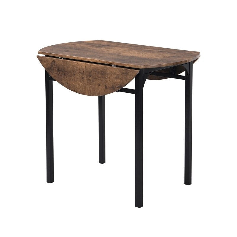 Set da pranzo da 3 pezzi con tavolo a ribalta, set da pranzo moderno rotondo a altezza bancone con 2 sedie, set tavolo da cucina piccolo in legno