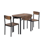 Set da pranzo da 3 pezzi con tavolo a ribalta, set da pranzo moderno rotondo a altezza bancone con 2 sedie, set tavolo da cucina piccolo in legno