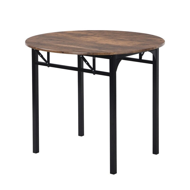 Set da pranzo da 3 pezzi con tavolo a ribalta, set da pranzo moderno rotondo a altezza bancone con 2 sedie, set tavolo da cucina piccolo in legno