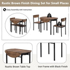 Set da pranzo da 3 pezzi con tavolo a ribalta, set da pranzo moderno rotondo a altezza bancone con 2 sedie, set tavolo da cucina piccolo in legno