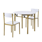 Set da pranzo da 3 pezzi con tavolo a ribalta, set da pranzo moderno rotondo a altezza bancone con 2 sedie, set tavolo da cucina piccolo in legno