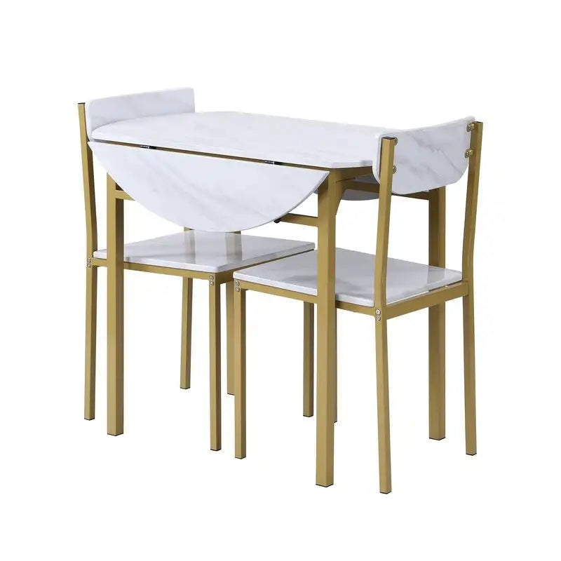 Set da pranzo da 3 pezzi con tavolo a ribalta, set da pranzo moderno rotondo a altezza bancone con 2 sedie, set tavolo da cucina piccolo in legno