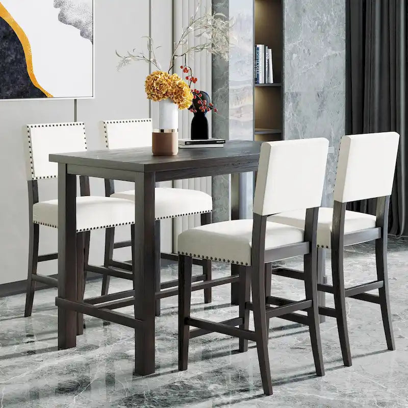 Set da pranzo alto da 5 pezzi con tavolo e 4 sedie