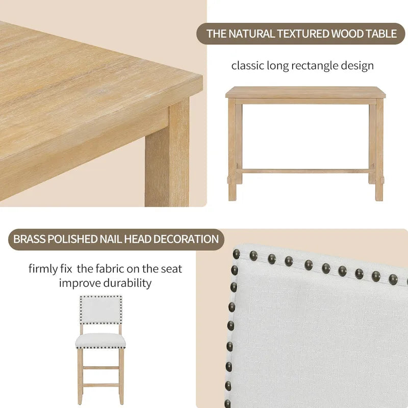 Set da pranzo alto da 5 pezzi con tavolo e 4 sedie