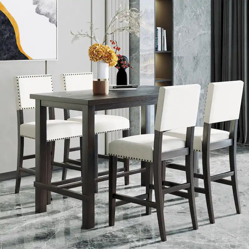 Set da pranzo alto da 5 pezzi con tavolo e 4 sedie