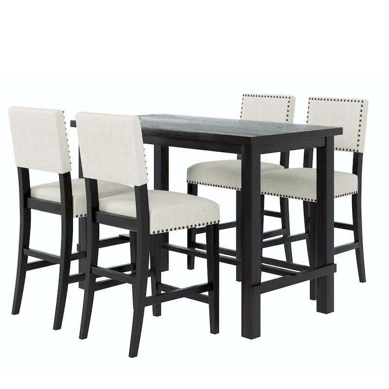 Set da pranzo alto da 5 pezzi con tavolo e 4 sedie