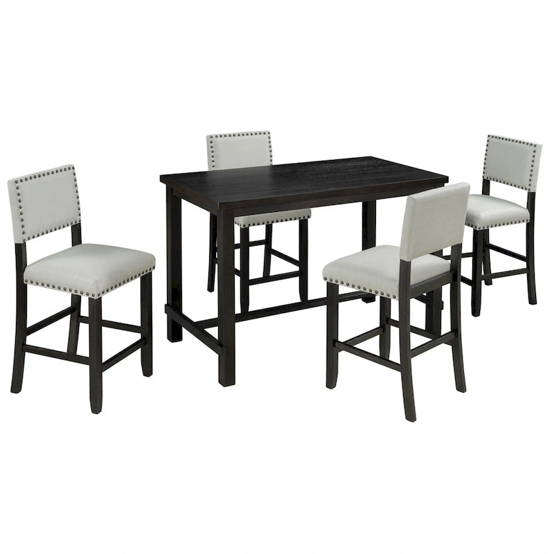 Set da pranzo alto da 5 pezzi con tavolo e 4 sedie