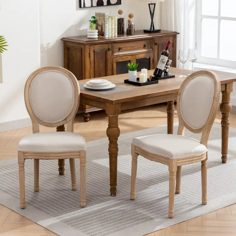 Sedia da pranzo antica in legno massello stile francese, set da 2