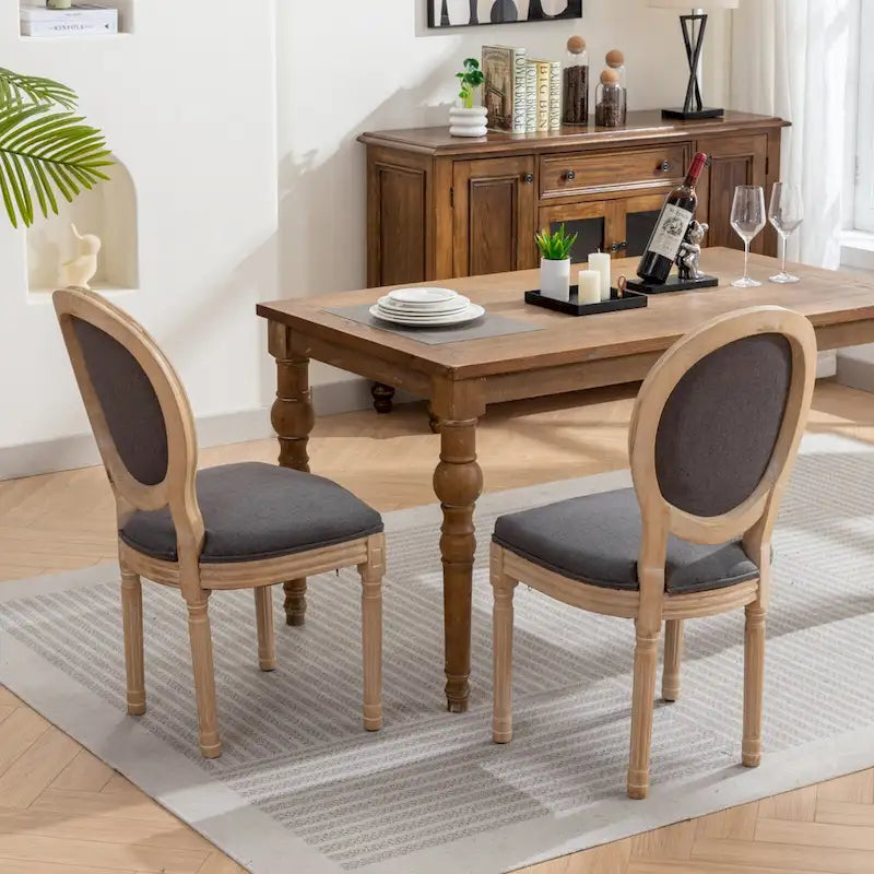 Sedia da pranzo antica in legno massello stile francese, set da 2