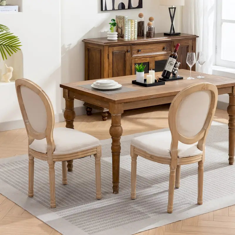 Sedia da pranzo antica in legno massello stile francese, set da 2