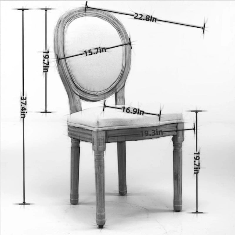 Sedia da pranzo antica in legno massello stile francese, set da 2