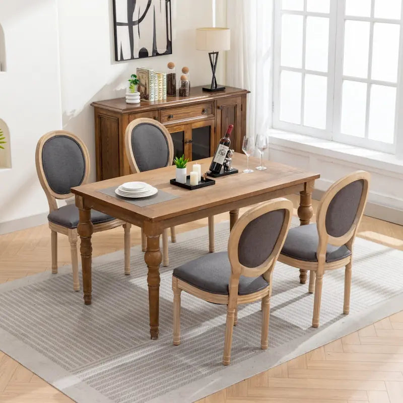 Sedia da pranzo antica in legno massello stile francese, set da 2