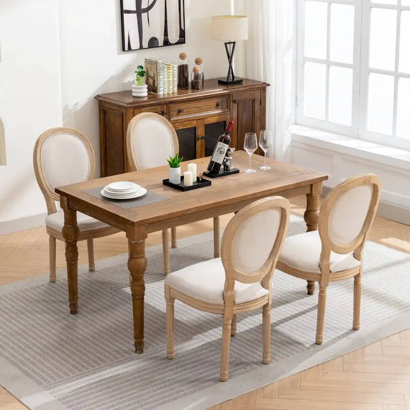 Sedia da pranzo antica in legno massello stile francese, set da 2