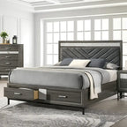 Collezione Camera da letto Heinisk Contemporanea Grigia con Letto a Piattaforma 5 pezzi