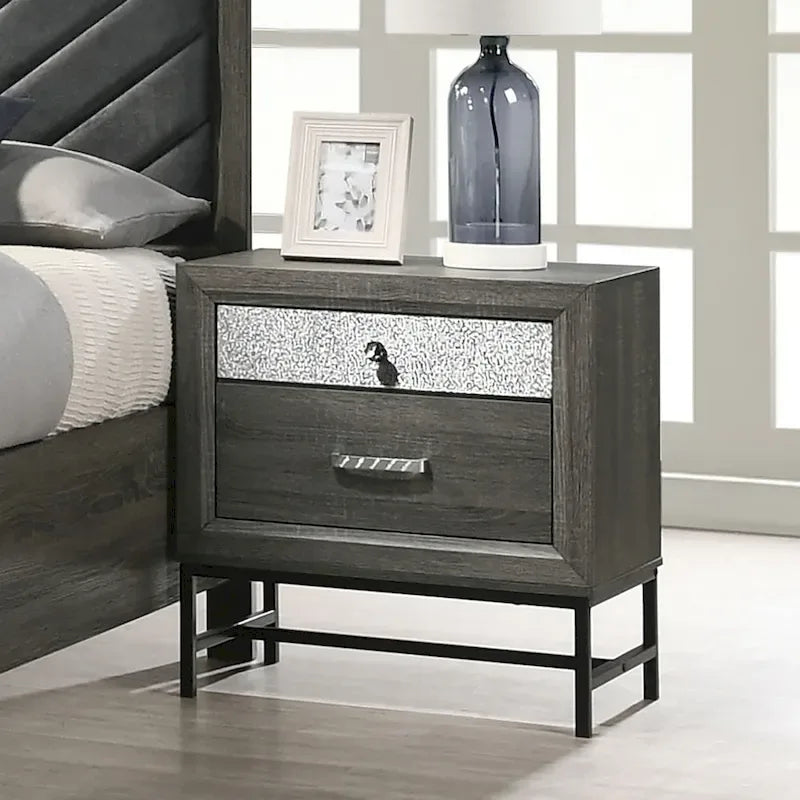 Collezione Camera da letto Heinisk Contemporanea Grigia con Letto a Piattaforma 5 pezzi
