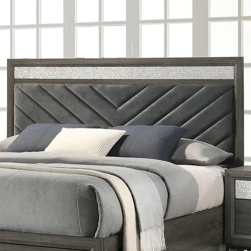 Collezione Camera da letto Heinisk Contemporanea Grigia con Letto a Piattaforma 5 pezzi