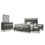 Collezione Camera da letto Heinisk Contemporanea Grigia con Letto a Piattaforma 5 pezzi