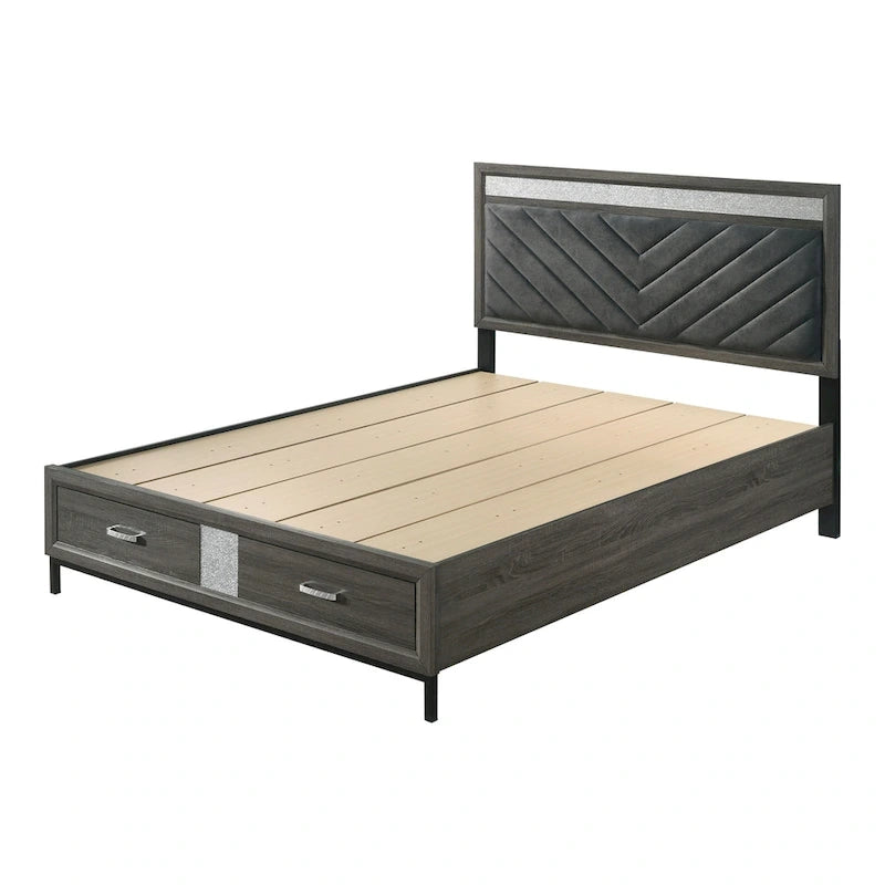 Collezione Camera da letto Heinisk Contemporanea Grigia con Letto a Piattaforma 5 pezzi