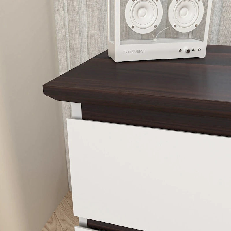 Comò doppio a 6 cassetti con cassetti ampi, comò bianco per camera da letto, cassettiera in legno per soggiorno e corridoio