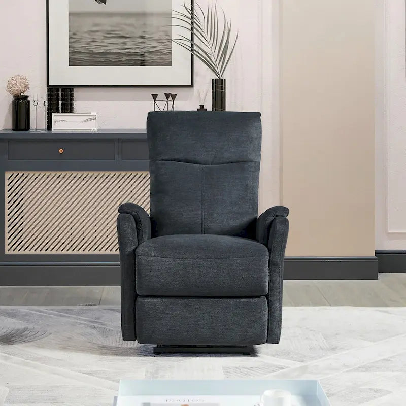 Poltrona reclinabile elettrica contemporanea moderna blu con caricabatterie