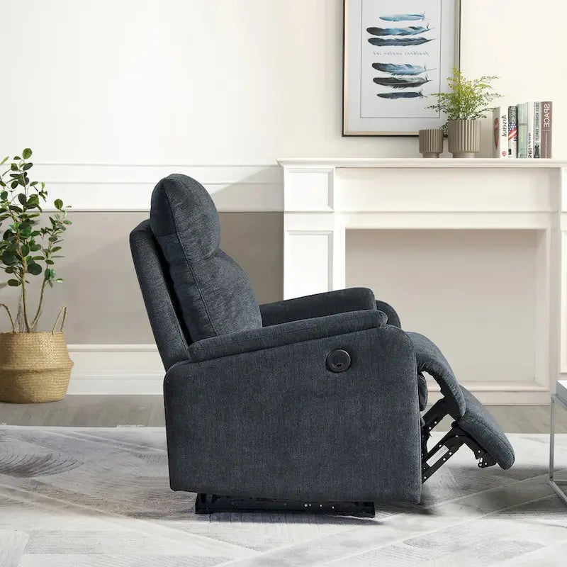 Poltrona reclinabile elettrica contemporanea moderna blu con caricabatterie
