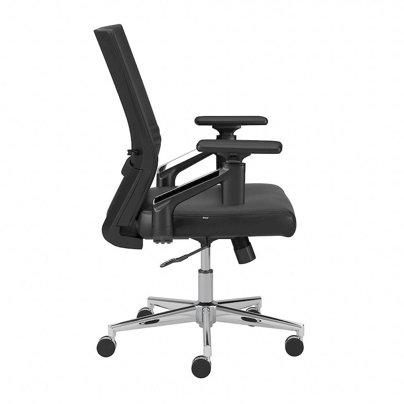 Sedia da ufficio in pelle con schienale medio