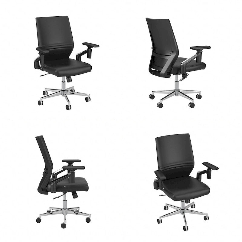 Sedia da ufficio in pelle con schienale medio
