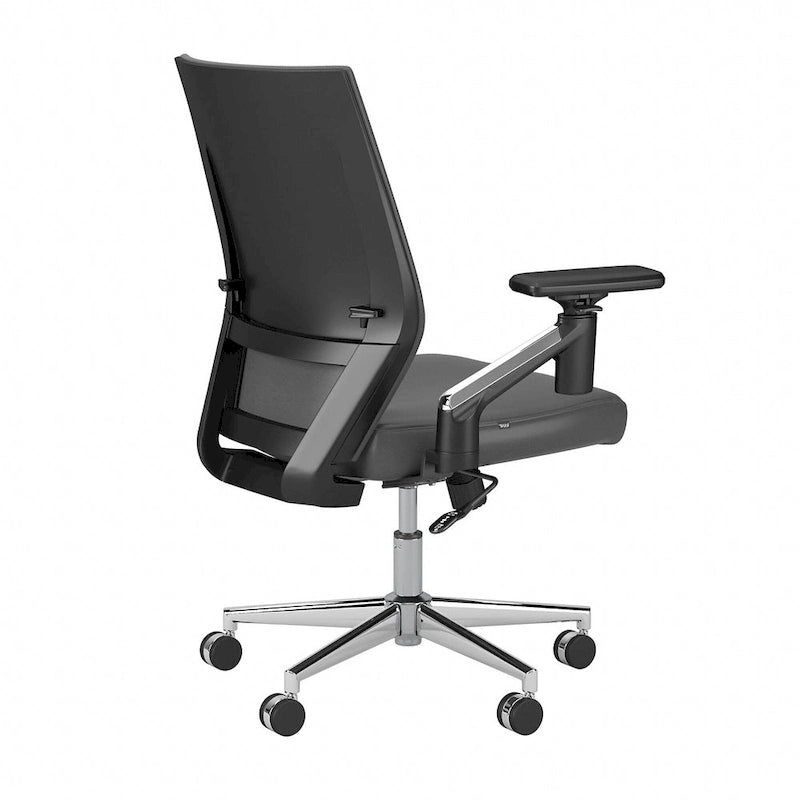 Sedia da ufficio in pelle con schienale medio