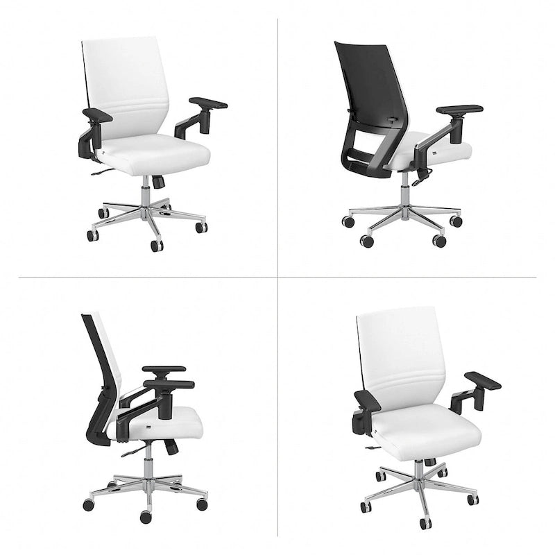 Sedia da ufficio in pelle con schienale medio