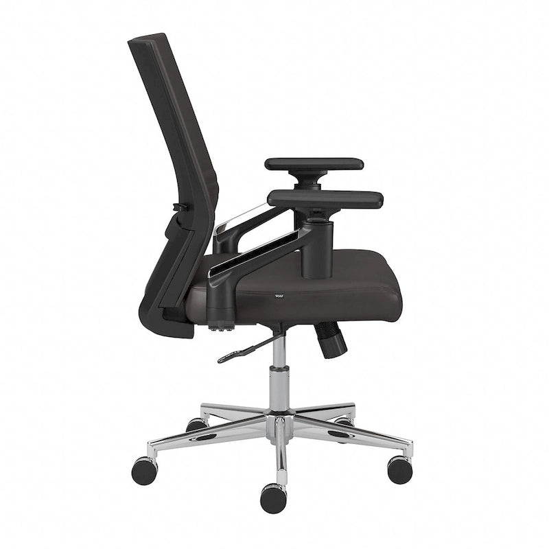 Sedia da ufficio in pelle con schienale medio
