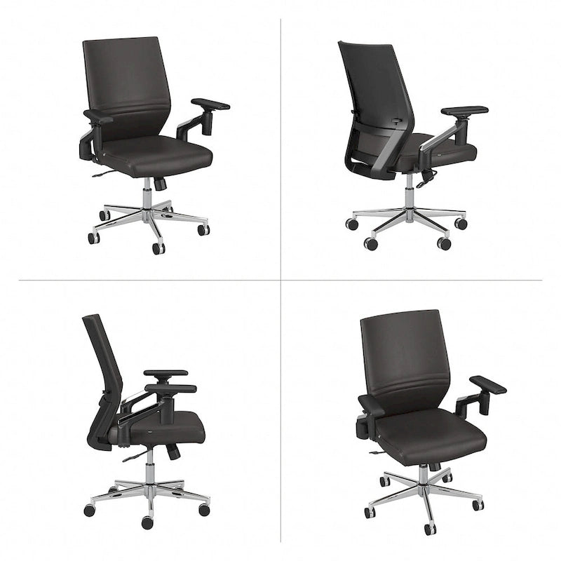 Sedia da ufficio in pelle con schienale medio